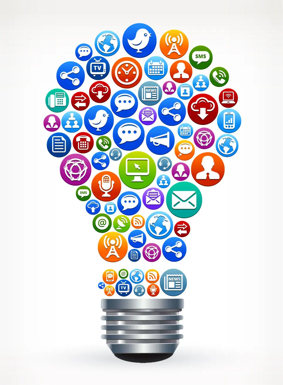 Digital icons in the shape of a lightbulb